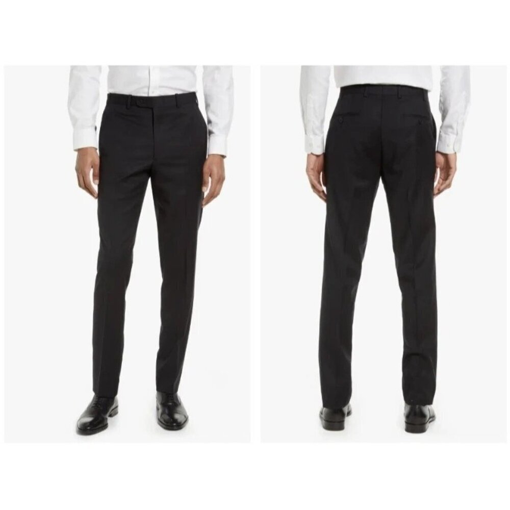 Chaps Black Suit Trouser 34W X 32L Dress Pants Black N0095